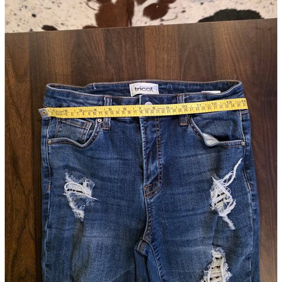 Tricot Distressed Skinny Jeans Sz 9/29 Leopard Patch Ripped Denim Mid Rise Jeans - Picture 5 of 6